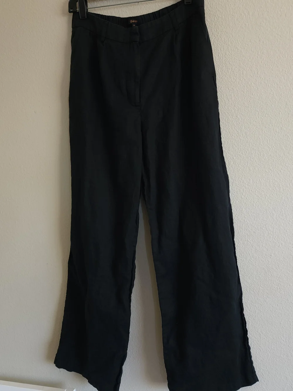 Quince 100% European Linen Pleated Trouser Pants Black Size 12 Fits Like 10